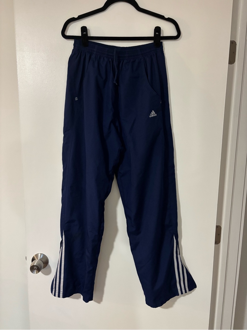 adidas Navy Blue Kids Joggers with White Side Stripes